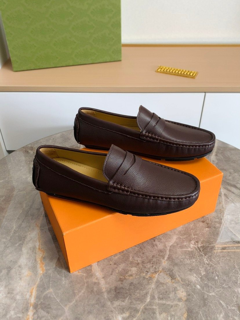 Brown Moc-Toe Slip-On Loafers — hero
