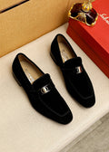 Ferragamo Black Buckle Slip-On Loafers — hero