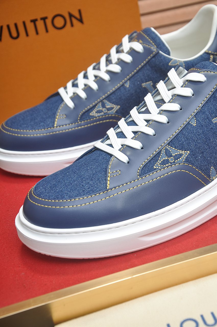 Louis Vuitton Blue Monogram Low-Top Sneakers — side