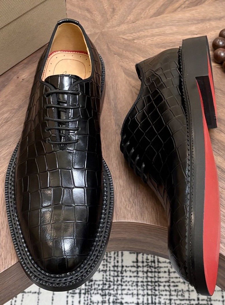Black Embossed Lace-Up Dress Shoes — hero