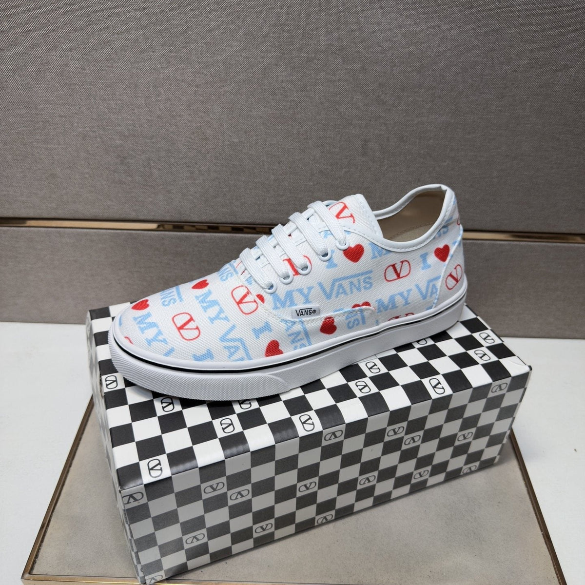 Vans White Graphic Low-Top Sneakers — side