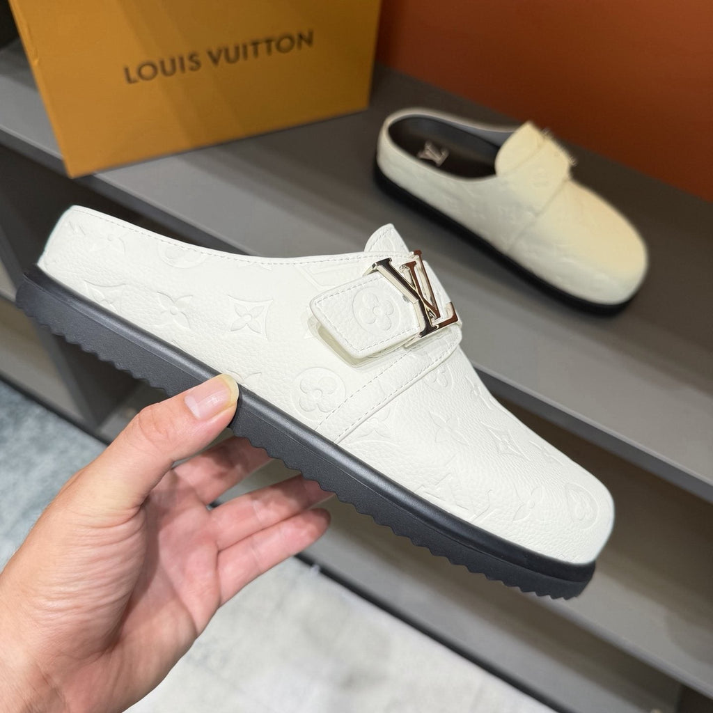 Louis Vuitton Monogram Buckle Slide Sandals — side