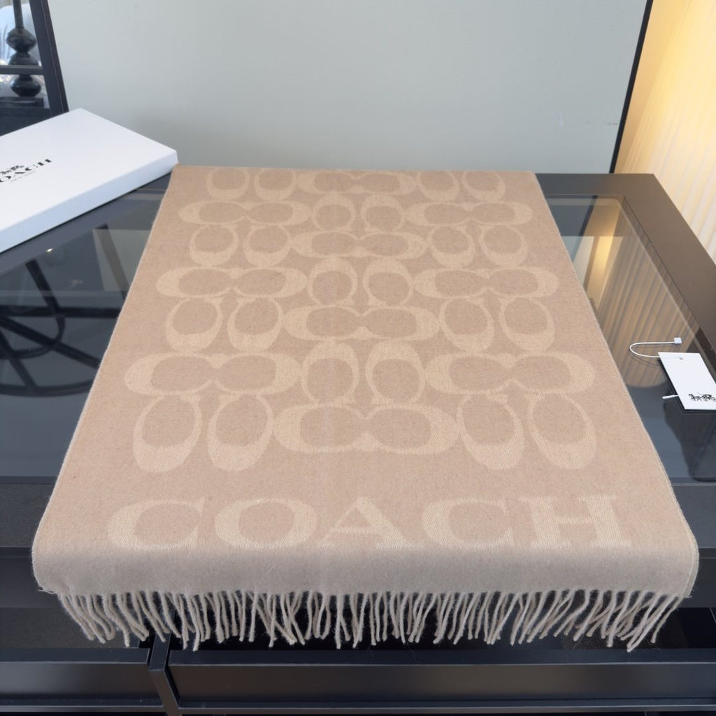 Coach Reversible Monogram Fringed Scarf — front