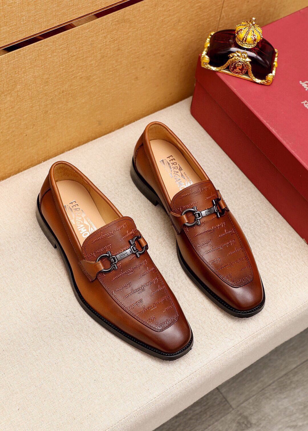 Ferragamo Textured Buckle Loafers — hero