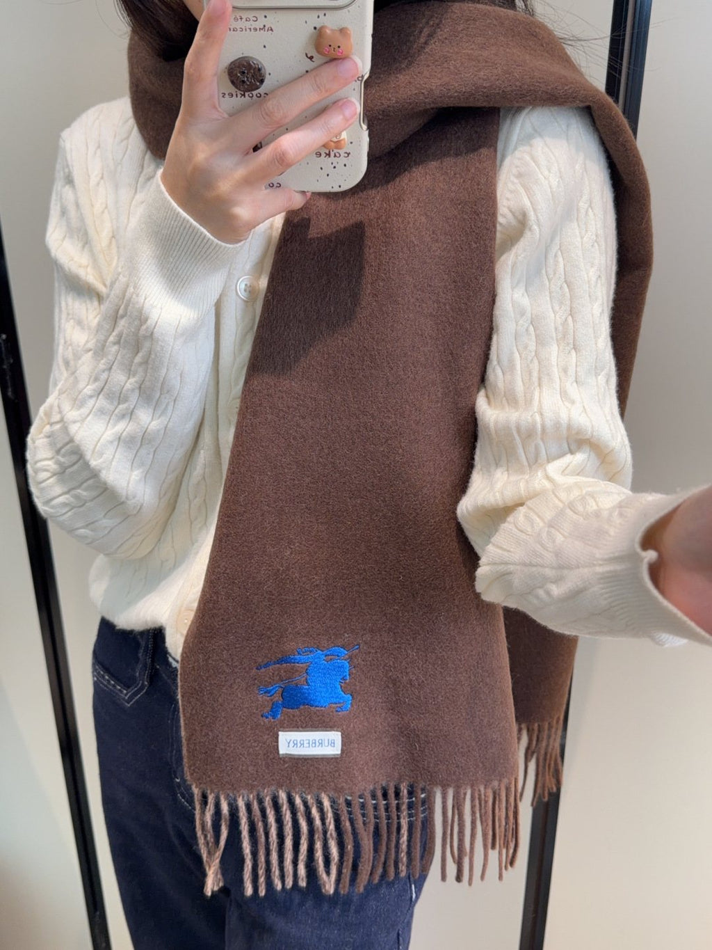 Burberry Two-Sided Fringed Scarf — model