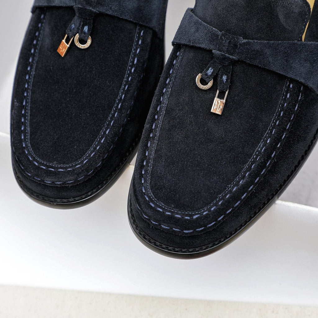 Loro Piana Black Apron-Toe Loafers — detail