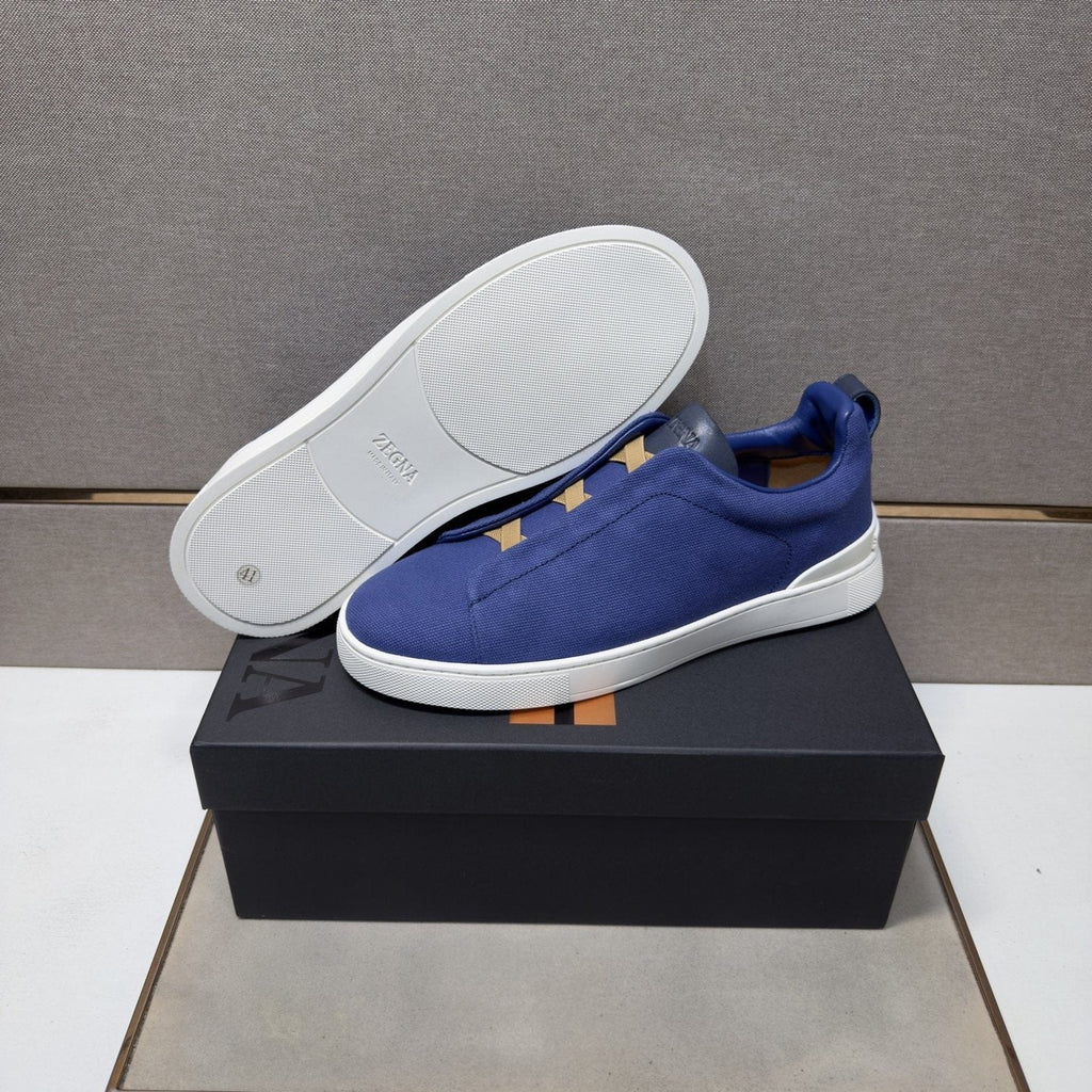 Zegna Tan Accent Low-Top Sneakers — back
