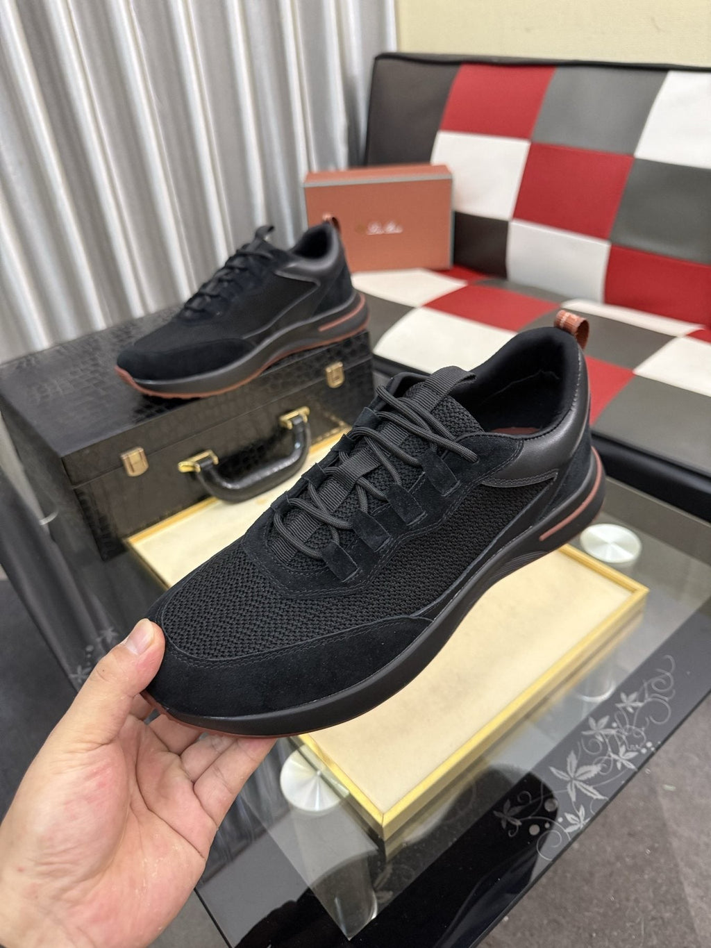 Color-Blocked Low-Top Lace-Up Sneakers — side