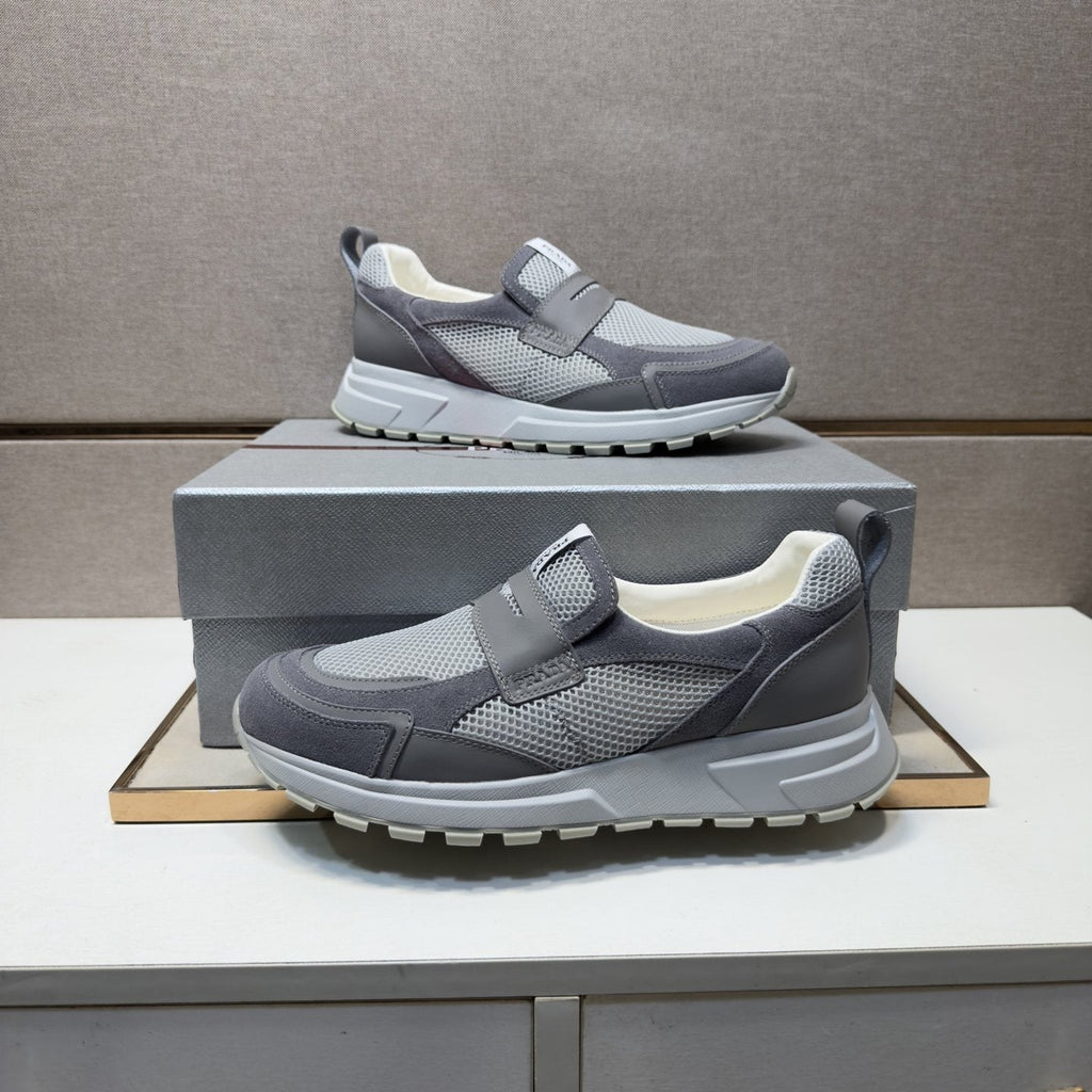 Prada Dark Navy Mesh Slip-On Sneakers — model