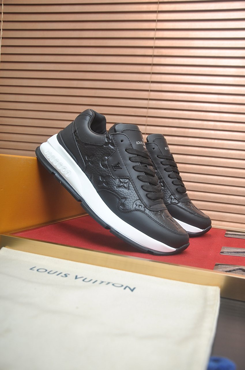 Louis Vuitton Black and White Low-Top Sneakers — side