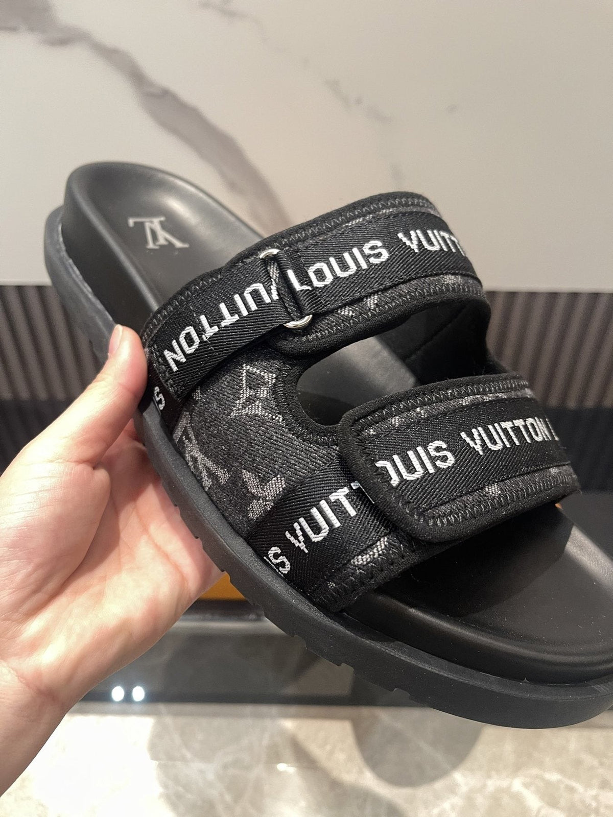 Louis Vuitton Monogram Double-Strap Slide Sandals — side
