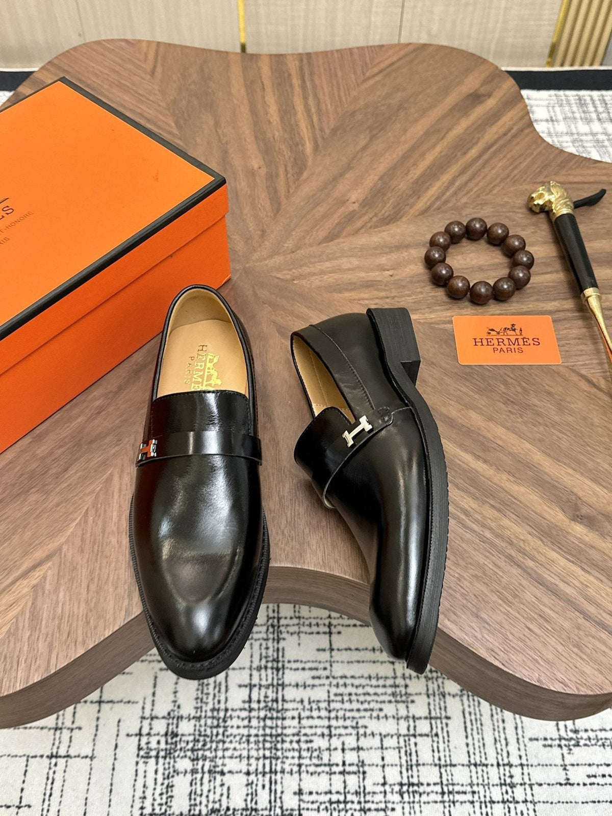 Hermès Metal H-Hardware Loafers — front