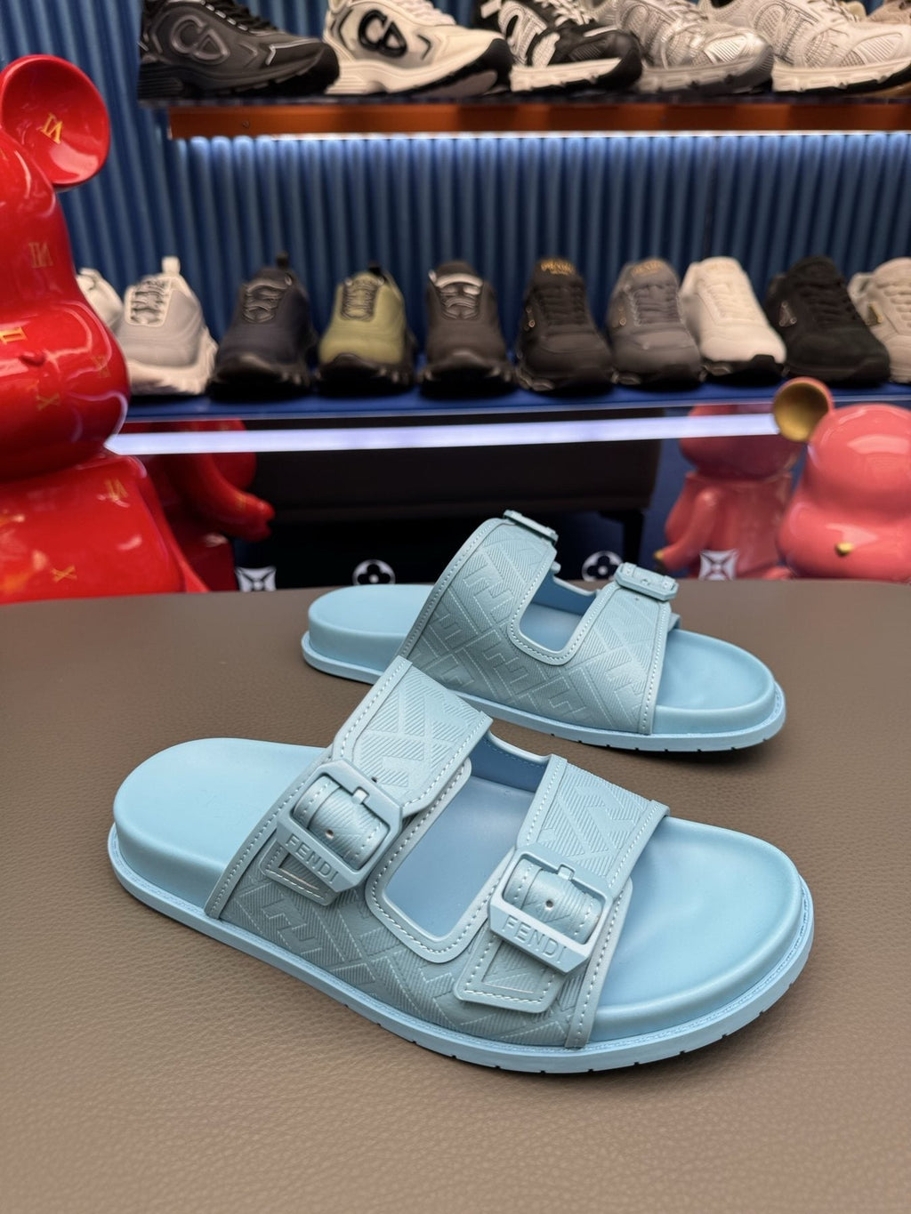 Fendi Two-Buckle Slide Sandals — front